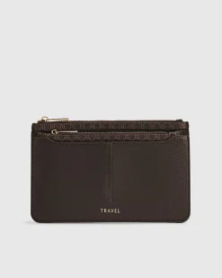 Brown Monogram Print Travel Wallet