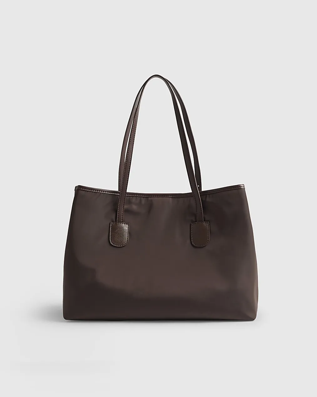 Brown Nylon Buckle Handle Shopper Bag