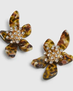 Brown Orchid Earrings