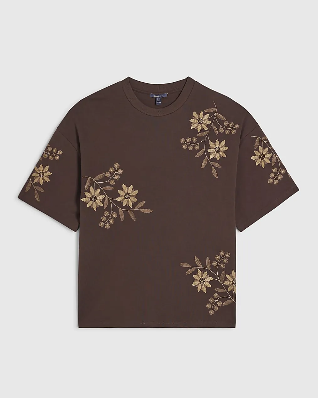 Brown Oversized Floral Heavyweight T-Shirt