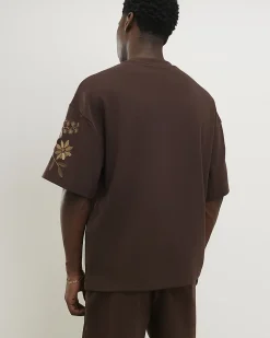 Brown Oversized Floral Heavyweight T-Shirt