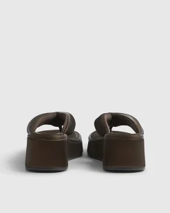 Brown Padded Toe Thong Flatform Sandals
