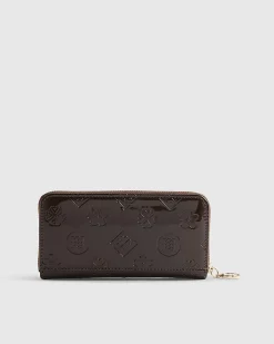 Brown Patent Embossed Monogram Purse