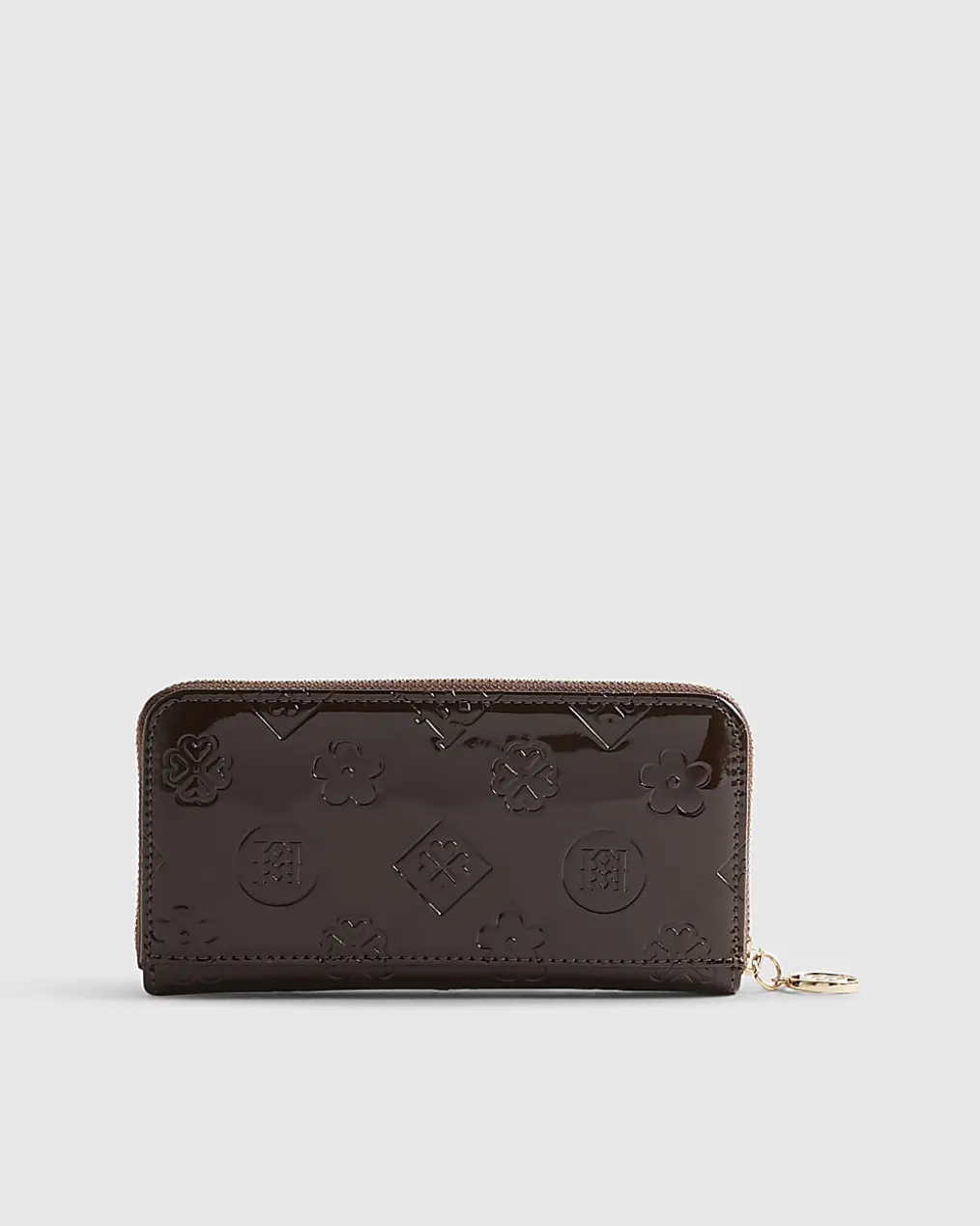 Brown Patent Embossed Monogram Purse