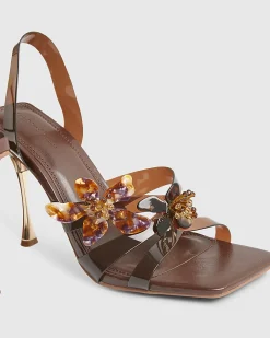 Brown Perspex Flower Heels