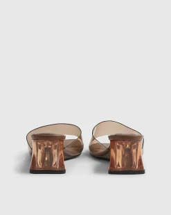 Brown Perspex Mule Wedge Sandals
