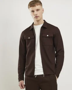 Brown Pique Double Pocket Overshirt
