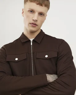 Brown Pique Double Pocket Overshirt
