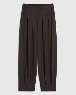 Brown Pleat Front Tapered Trousers