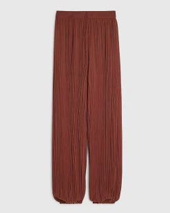 Brown Pleated Mesh Balloon Leg Trousers