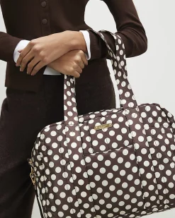 Brown Polka Dot Quilted Holdall Bag