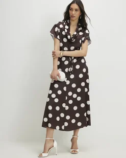 Brown Polka Dot Slip Dress