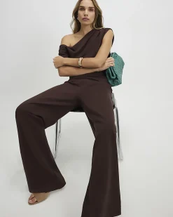 Brown Ponte Wide Leg Trousers