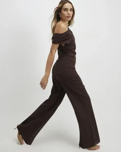 Brown Ponte Wide Leg Trousers