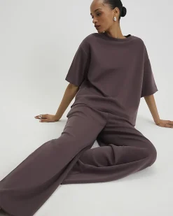 Brown Premium Drawstring Wide Leg Joggers