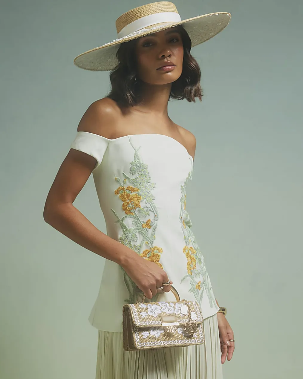 Brown Premium Raffia Crossbody Bag