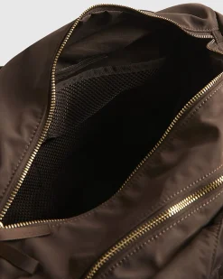 Brown Quilted Bow Yoga Bag