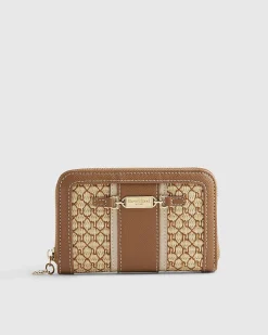 Brown Raffia Monogram Purse