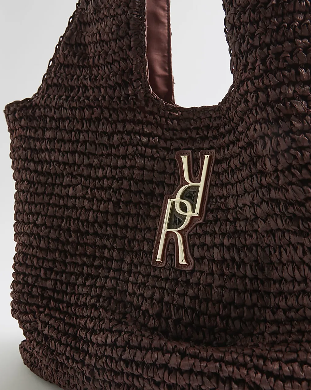 Brown Raffia Shopper Bag