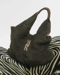 Brown Raffia Shopper Bag