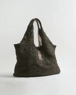 Brown Raffia Shopper Bag