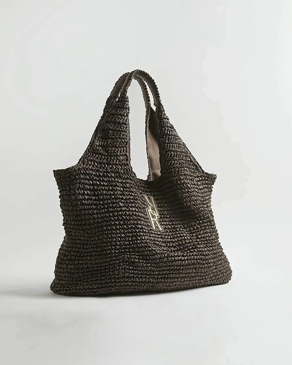 Brown Raffia Shopper Bag