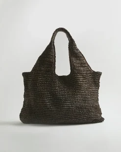 Brown Raffia Shopper Bag