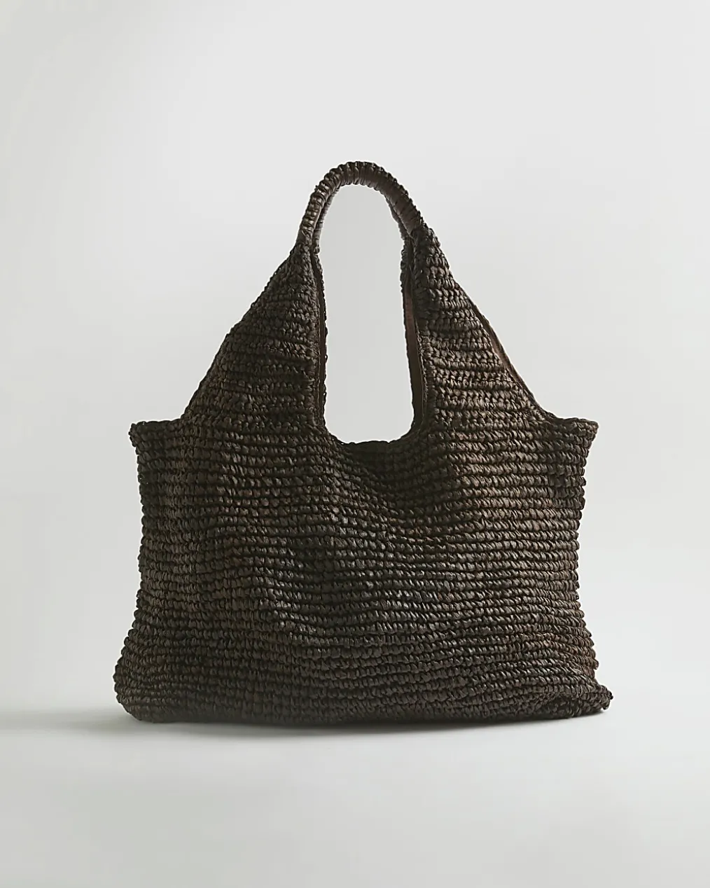Brown Raffia Shopper Bag