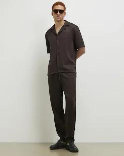 Brown Regular Fit Embroidered Script Shirt