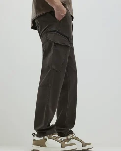 Brown Regular Fit Stretch Textured Joggers