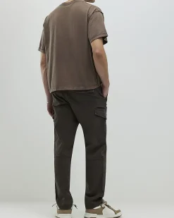 Brown Regular Fit Stretch Textured Joggers