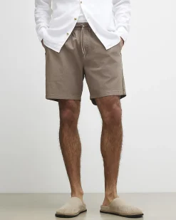 Brown Regular Fit Stretch Textured Shorts