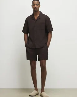 Brown Regular Fit Textured Shorts