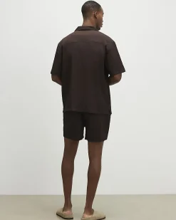 Brown Regular Fit Textured Shorts