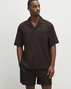 Brown Regular Fit Textured Short Sleeve Shirt
