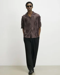 Brown RI Studio 3D Floral Shirt