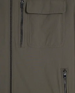 Brown Ripstop Texture Muscle Fit Shacket