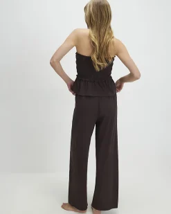 Brown Ruched Bandeau Lounge Set