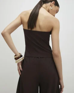 Brown Ruffle Bandeau Top