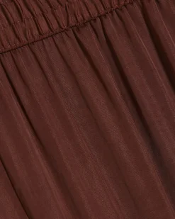 Brown Satin Elasticated Wide Leg Trousers