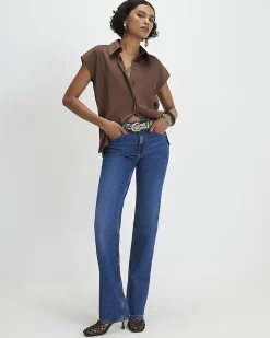 Brown Satin Sleeveless Shirt