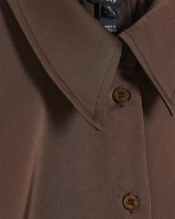 Brown Satin Sleeveless Shirt