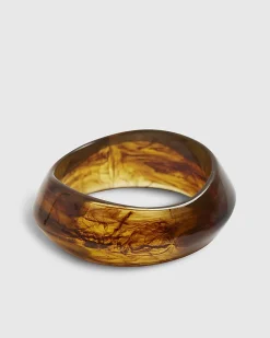 Brown Sculpted Tortoiseshell Resin Bangle
