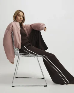 Brown Side Stripe Drawstring Joggers