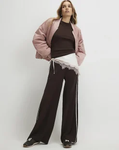 Brown Side Stripe Drawstring Joggers