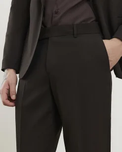 Brown Slim Fit Herringbone Suit Trousers
