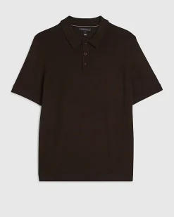 Brown Slim Fit Knitted Polo Shirt