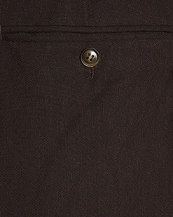 Brown Slim Fit Linen Blend Suit Trousers