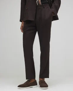 Brown Slim Fit Linen Blend Suit Trousers