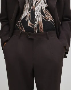Brown Slim Fit Linen Blend Suit Trousers
